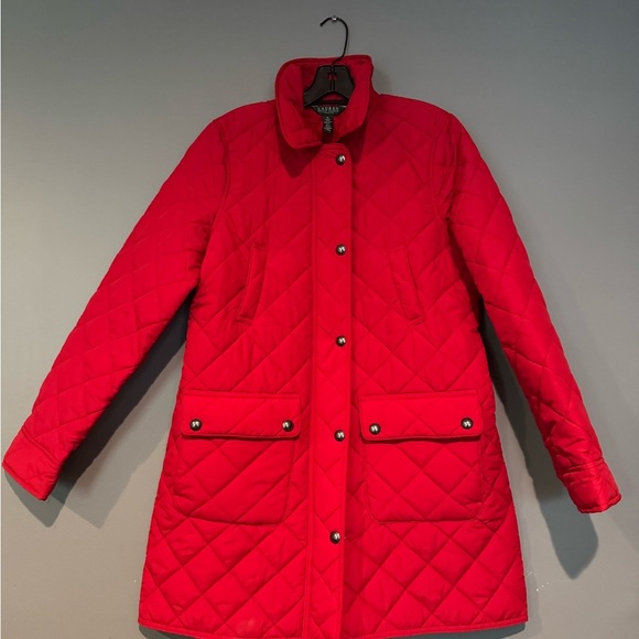 Lauren Ralph Lauren Red Puffer Jacket with Classic Style - Picture 2 of 8